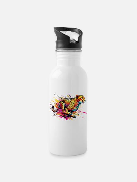 Gepard - Trinkflasche mit integriertem Trinkhalm - Weiß