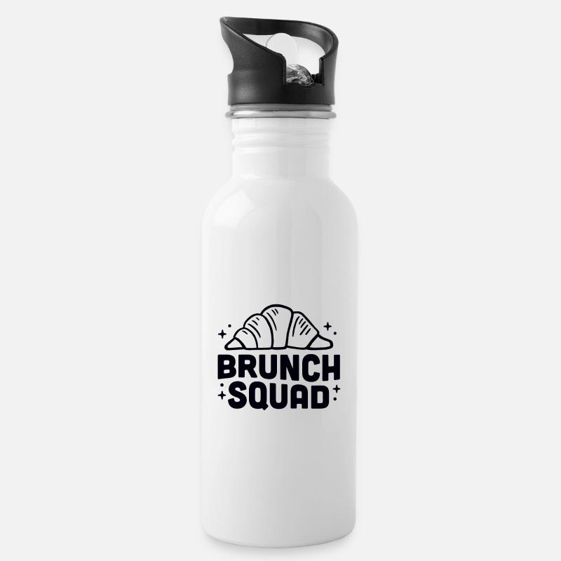 Brunch squad club croissant lovers - Water bottle with straw - white