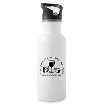Wine and cheese lover quotes friends club - Water bottle with straw - white - Right