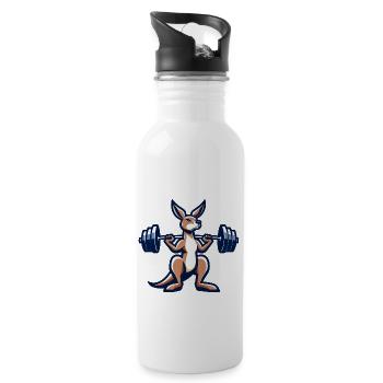 Känguruh Barbell Hantel Gym Fitness Workout - Trinkflasche mit integriertem Trinkhalm - Weiß - Rechts