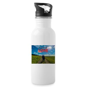 Die Reise der Liebe - Trinkflasche mit integriertem Trinkhalm - Weiß - Rechts