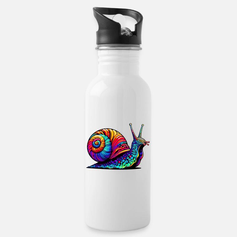 Schnecke - Trinkflasche mit integriertem Trinkhalm - Weiß