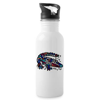 Alligator Crocodile - Water bottle with straw - white - Right