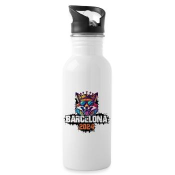 Barcelona 2024 Holiday Fox - Water bottle with straw - white - Right