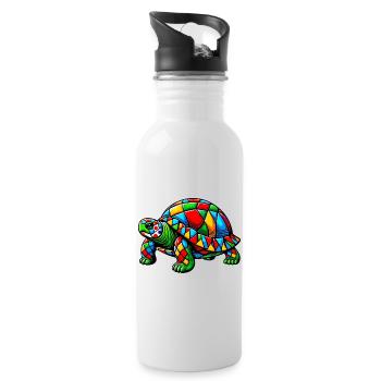 Harlequin Tortoise - Water bottle with straw - white - Right