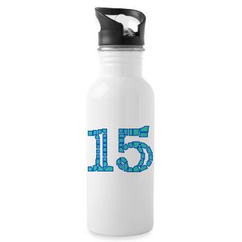 15. 15 ANS. 15e ANNIVERSAIRE. ANNIVERSAIRE 15 ANS. - Gourde avec paille intégrée - blanc - Droite