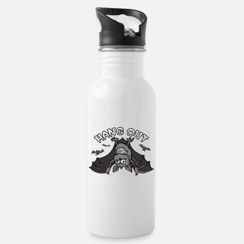 Hang out Fledermaus - Trinkflasche mit integriertem Trinkhalm - Weiß