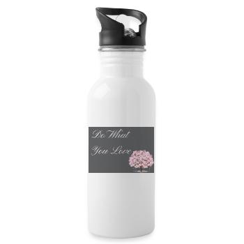 Do What You Love dark grey with pink text - Water bottle with straw - white - Right