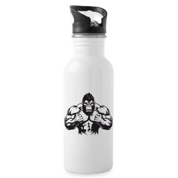 Gymnase d’entraînement Gorilla Muscles - Gourde avec paille intégrée - blanc - Droite