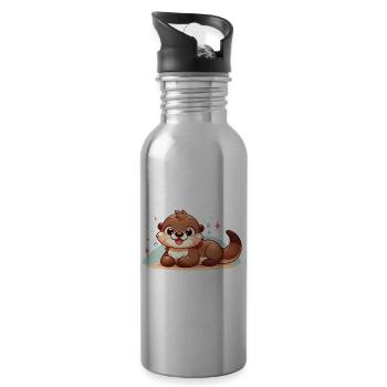 loutre 7 - Gourde avec paille intégrée - argent clair - Droite