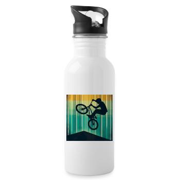 Bicycle Motocross Vintage Cycling - Water bottle with straw - white - Right