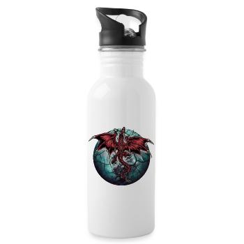 Planet Drache Drachen - Trinkflasche mit integriertem Trinkhalm - Weiß - Rechts