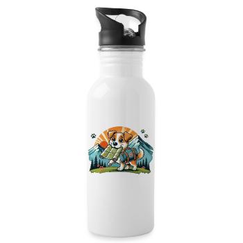 Hiking Dog - Water bottle with straw - white - Right
