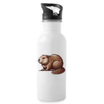 Biber - Trinkflasche mit integriertem Trinkhalm - Weiß - Rechts