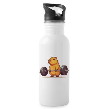 Soulevé de terre Capybara Drôle Fitness Capy Lover - Gourde avec paille intégrée - blanc - Droite