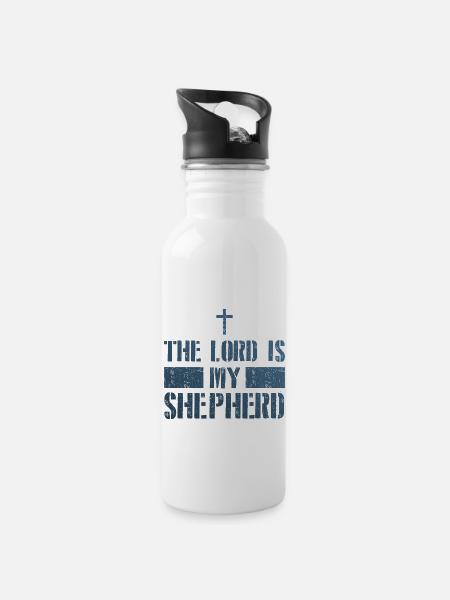 Jesus Mein Hirte Christlich Glaube - Trinkflasche mit integriertem Trinkhalm - Weiß