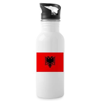 Albanien - Trinkflasche mit integriertem Trinkhalm - Weiß - Rechts