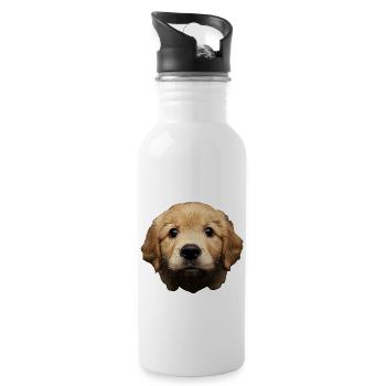 Golden Retriever - Trinkflasche mit integriertem Trinkhalm - Weiß - Rechts
