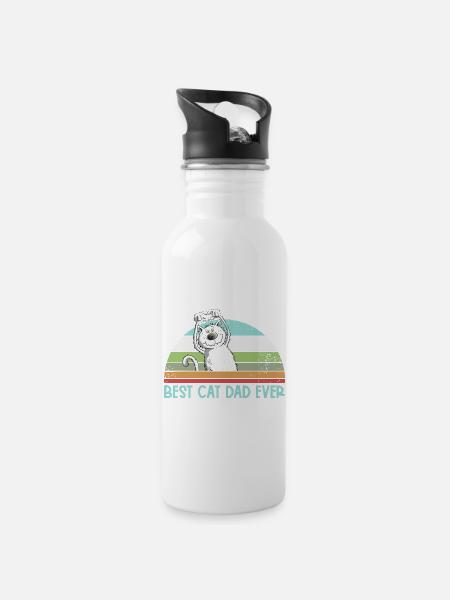 Meilleur chat papa chats papa papa vintage amoureux des chats - Gourde avec paille intégrée - blanc