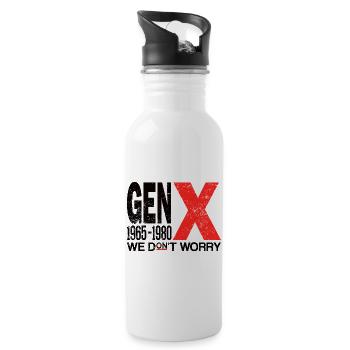 Generation X – Old School & Proud - Water bottle with straw - white - Right