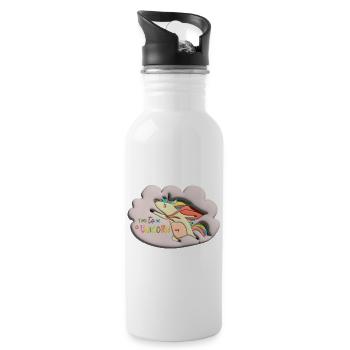 time to be an unicorn bubble 3d - Trinkflasche mit integriertem Trinkhalm - Weiß - Rechts