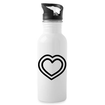 Herz - Trinkflasche mit integriertem Trinkhalm - Weiß - Rechts