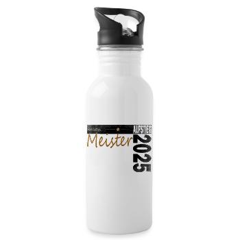 Kreisliga Meister Shirt Aufsteiger 2025 - Trinkflasche mit integriertem Trinkhalm - Weiß - Rechts