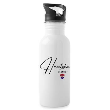 Croatia flag, I love Croatia - Water bottle with straw - white - Right