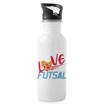 Love Futsal Heart Ball Indoor Soccer Passion - Water bottle with straw - white - Right