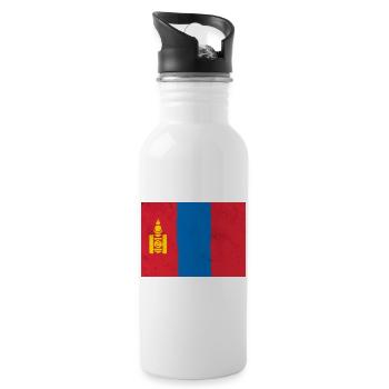 Drapeau de la Mongolie - Gourde avec paille intégrée - blanc - Droite