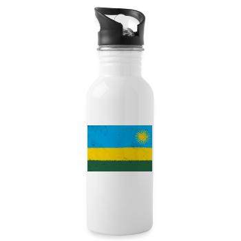 Flagge von Ruanda - Trinkflasche mit integriertem Trinkhalm - Weiß - Rechts