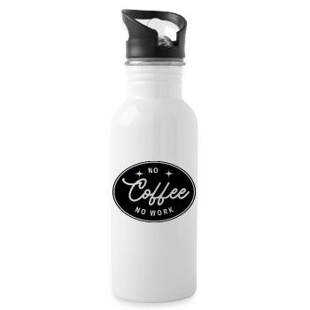 No coffee no work – Minimalist vintage t-shirt ca - Water bottle with straw - white - Right