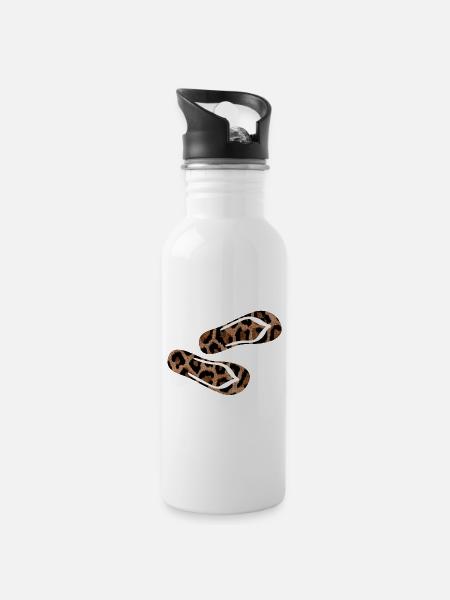 Slippers Leolook Flip Flops Fashion Jaguar Animal Print - Water bottle with straw - white