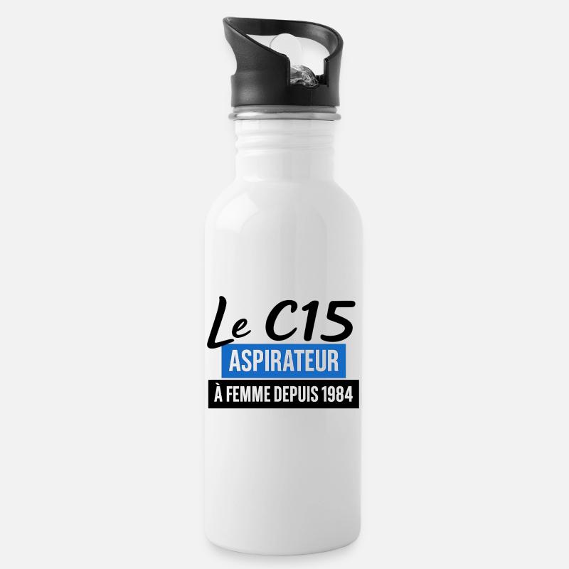 C15 - Trinkflasche mit integriertem Trinkhalm - Weiß