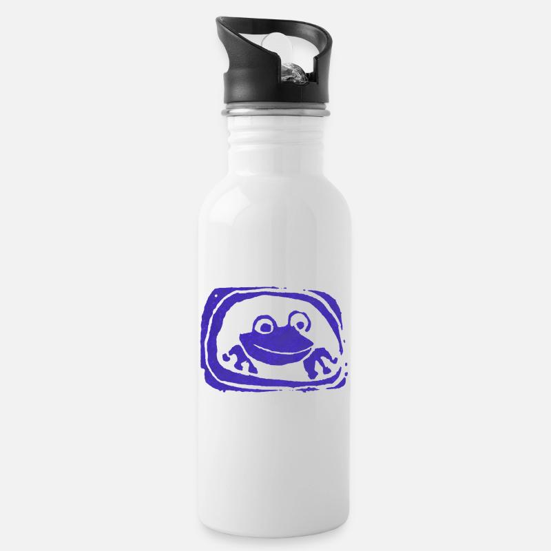 Froggyfun - Trinkflasche mit integriertem Trinkhalm - Weiß