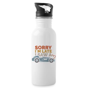 Sorry, i ́m late – Car Sayings Design - Water bottle with straw - white - Right