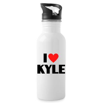 I love Kyle Red Heart Love Fan Gift - Water bottle with straw - white - Right