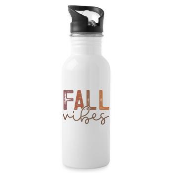 Fall Vibes with Warm Earth Tones - Water bottle with straw - white - Right