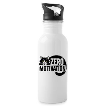 Null Motivation Katze - Trinkflasche mit integriertem Trinkhalm - Weiß - Rechts