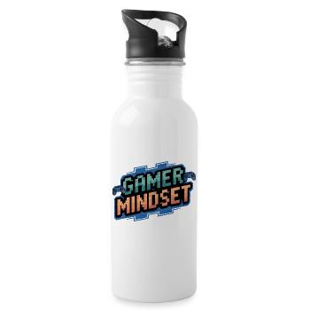 Verpixeltes Gamer-Minset-Design - Trinkflasche mit integriertem Trinkhalm - Weiß - Rechts