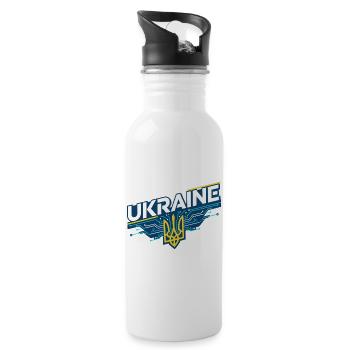 Ukrainische Rennstrecke Dreizack T-Shirt - Trinkflasche mit integriertem Trinkhalm - Weiß - Rechts