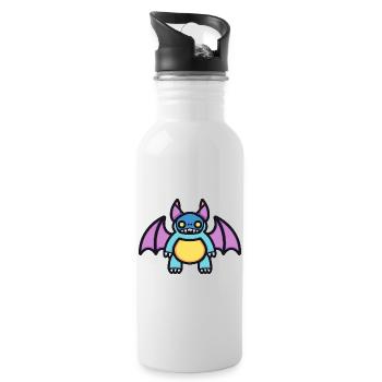 Fledermaus Halloween Comic Lustig - Trinkflasche mit integriertem Trinkhalm - Weiß - Rechts
