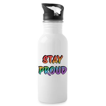 Stay Proud  - Water bottle with straw - white - Right