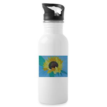 Sonnenblume Bunte Malerei Kunst - Trinkflasche mit integriertem Trinkhalm - Weiß - Rechts