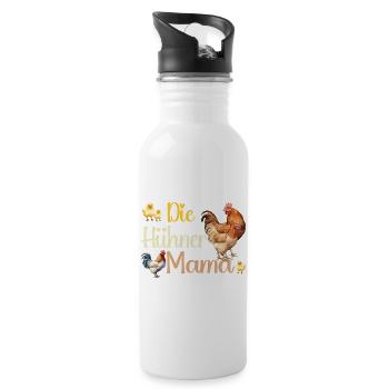 Die Hühner Mama Muttertag Mutterschaft Mama - Trinkflasche mit integriertem Trinkhalm - Weiß - Rechts