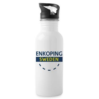 Enköping Schweden Stadtschild - Trinkflasche mit integriertem Trinkhalm - Weiß - Rechts