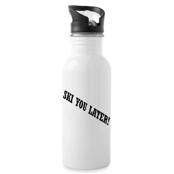 SKI YOU LATER – Lustiger Ski Spruch - Trinkflasche mit integriertem Trinkhalm - Weiß - Rechts