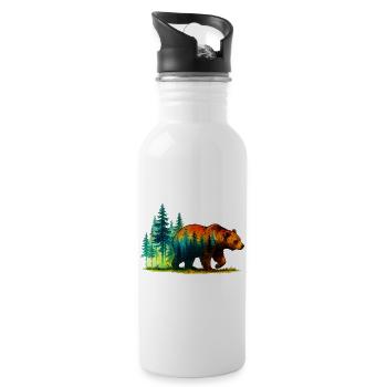 Ours Forêt Réflexion Randonnée Nature sauvage - Gourde avec paille intégrée - blanc - Droite