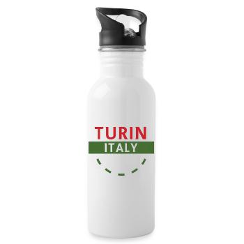 Turn Italy Emblem Tee Artwork - Water bottle with straw - white - Right