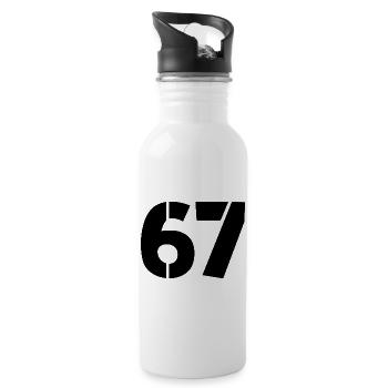 Fun 67 Number 6-7 6 7 Six Seven - Water bottle with straw - white - Right